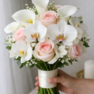 זר פרחים טוהר לבן