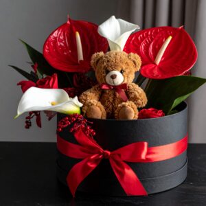 מארז פרחים ודובון יובי