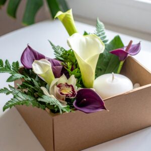 מארז פרחים ונרות