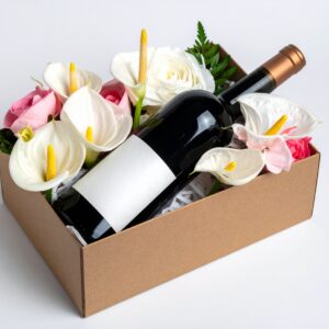 מארז יין ופרחים אלון